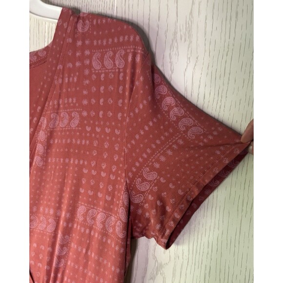 LL Bean Mauve Pink Stretch Patterned Dress Size Large Casual - Picture 3 of 6